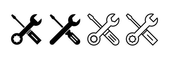 Repair tools icon vector for web and mobile app. tool sign and symbol. setting icon. Wrench and screwdriver. Service - obrazy, fototapety, plakaty
