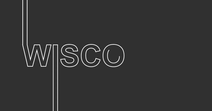 Animation relative to USA travel. Wisconsin state name in geometry thin line style design. Creative vintage typography concept.