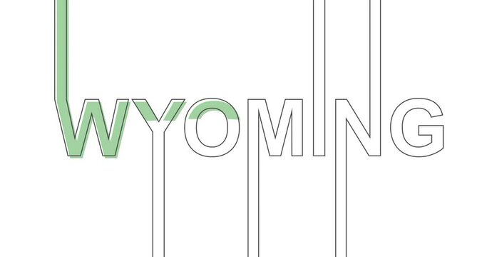 Animation relative to USA travel. Wyoming state name in geometry thin line style design. Creative vintage typography concept.