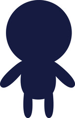 Dark Black Chibi Cute Shadow Human Standing Character Silhouette Cartoon Mascot Isolated