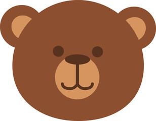 Cute Brown Bear Teddy Head Doll Icon Mascot Isolated