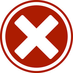 Sign White Cross Wrong on Red Circle Isolated