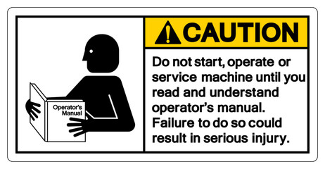 Caution Read and Understand Technical Manual Before Servicing This Machine Symbol Sign,Vector Illustration, Isolated On White Background Label. EPS10