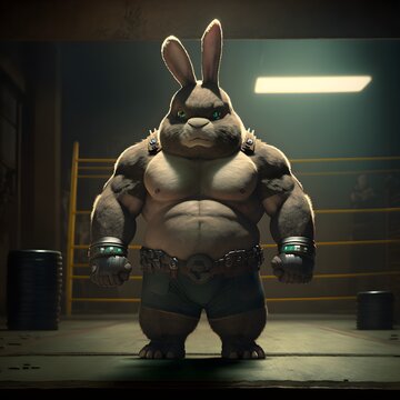 a bunny with series face doing dead lift very strong Japanese anime style ultra detailed wearing a SBD belt cinematic lighting1980 cinematic shot photo 