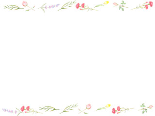 水彩で描かれたボタニカルフラワーのカードテンプレート