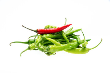 Green chili pepper isolated on white