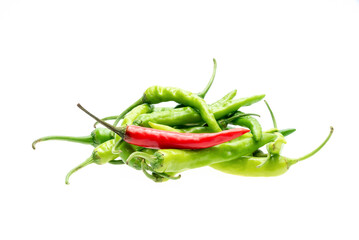 Green chili pepper isolated on white