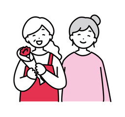 母の日のお母さんと娘のイラスト素材