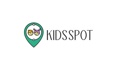 pictogram logo combination pin map and kids. kids logo