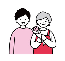 母の日のお母さんと息子のイラスト素材