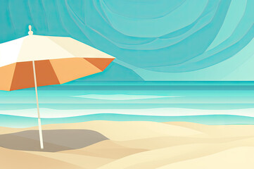 Fototapeta na wymiar Beach umbrella background created with Generative AI technology