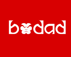 Bodad or bodat monkey letter vector logo design. Great combination of Monkey symbol with letter bodad. Isolated with red background.