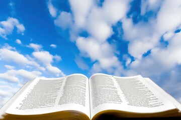 Fototapeta premium open book on the sky background