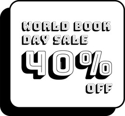 World Book Day Sale 40 Percent Discount Sticker Tag
