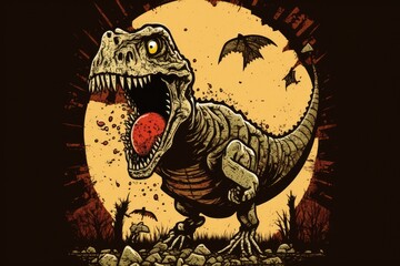 playful dinosaur holding a ball in its mouth. Generative AI