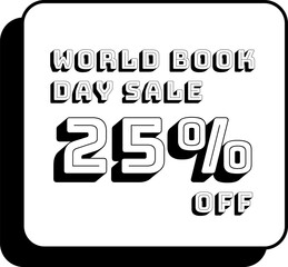 World Book Day Sale 25 Percent Discount Sticker Tag