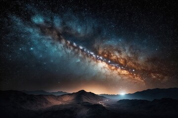 massive star shining brightly in a dark night sky. Generative AI