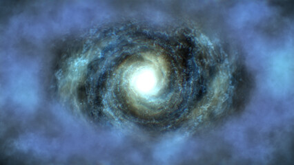 A glowing wormhole or time tunnel in outter space