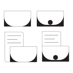 black and white simple message icon set for business and entertainment use