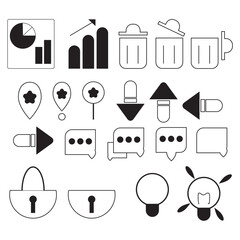 black and white simple icon set for business and entertainment use