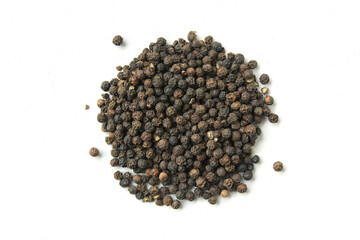 black pepper corns isolated on white background