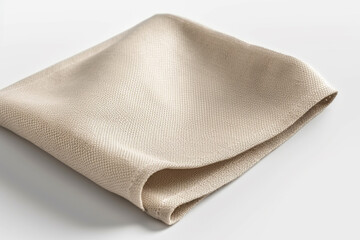 Fototapeta na wymiar A brown linen napkin on a white surface.