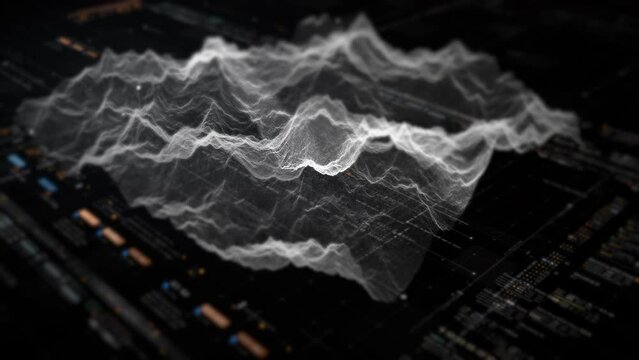 Futuristic Holographic Terrain environment, geomorphology, topography loop motion graphic user interface head up display screen