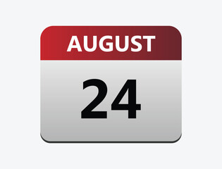 August 24th calendar icon vector. Concept of schedule. business and tasks.