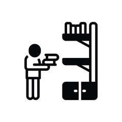 Black solid icon for put place 