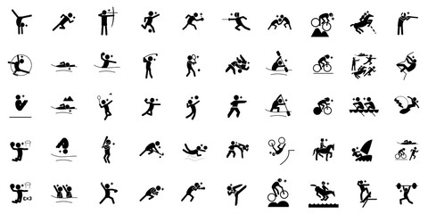 Summer sport pictogram,black,スポーツ ピクトグラム,PNG - obrazy, fototapety, plakaty