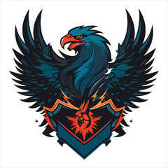 Obraz premium Furious eagle sport vector logo concept isolated on white background. Web infographic. Premium quality wild bird t-shirt tee print illustration.