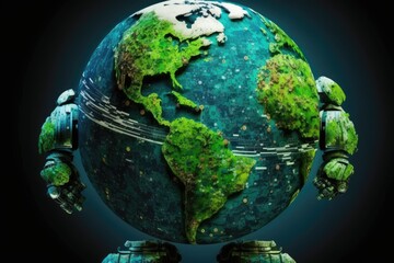 Fototapeta premium lush green earth covered in vibrant moss. Generative AI