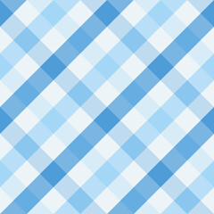 Seamless pattern. Classical cell diagonally. Contrasting blue  diagonal lines on a white background.