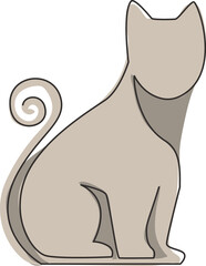 Single continuous line drawing of simple cute kitten cat icon. Kitty pet animal logo emblem vector concept. Modern one line draw graphic design illustration