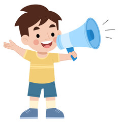 Illustration of a boy talking with a megaphone
