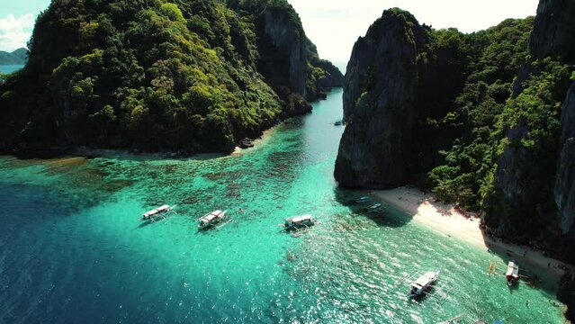 Shimizu Island and Miniloc Island 4k Drone in Palawan Philippines