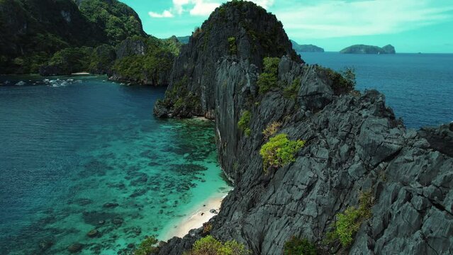 The Big Lagoon 4k Drone of Karst Island in Palawan Philippines 2