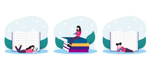 World Book Day Flat Bundle Design Illustration