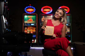 Portrait of a Young Caucasian Woman in Casino