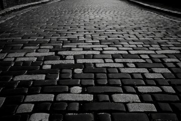 serene brick road in black and white. Generative AI