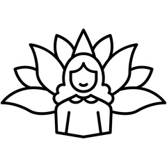 Calm Icon, Line Icon Style, Mind Meditation Yoga Symbol Vector Stock.