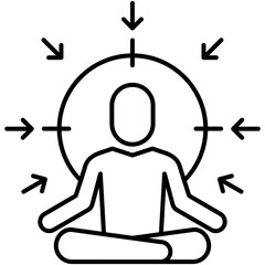 Concentration Icon, Line Icon Style, Mind Meditation Yoga Symbol Vector Stock.