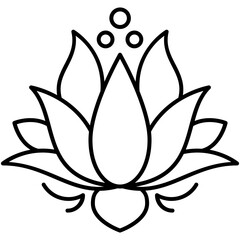 lotus icon, line icon style, mind meditation yoga symbol vector stock.