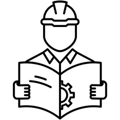 Technician Icon, Line Icon Style, Engineer Work Symbol Vector Stock.