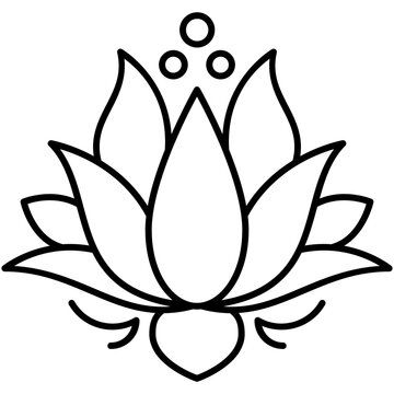 lotus icon, line icon style, mind meditation yoga symbol vector stock.