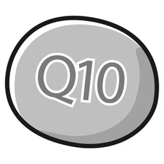 Q10のアイコンイラスト（白黒）