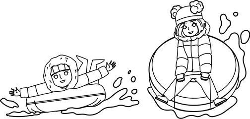 kid hill sled vector