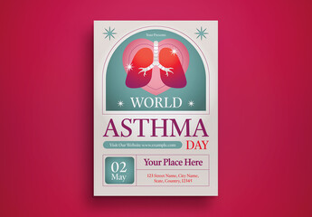 White Flat Gradient World Asthma Day Flyer Layout