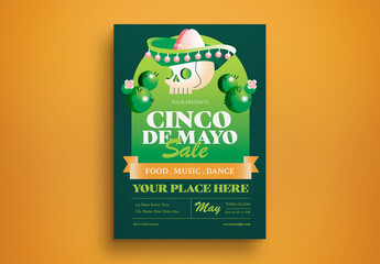 Green 3D Cinco De Mayo Sale Flyer Layout