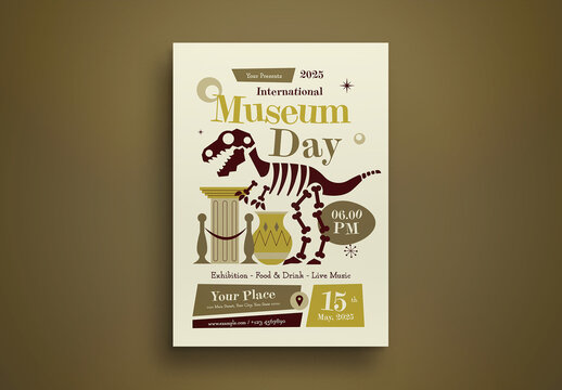 Broken White Mid Century International Museum Day Flyer Layout